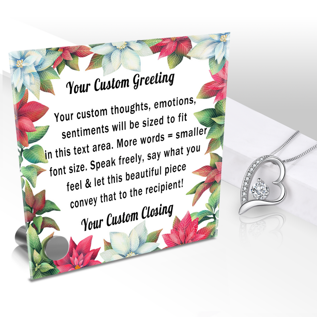 Personalize Your Thoughts & Emotions with Our Luxury Poinsettia Frame Gift Set: Glass Message Card and Stunning Pendant - Shipping Included