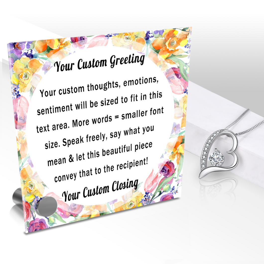 Personalize Your Thoughts & Emotions with Our Luxury Round Floral Frame Gift Set: Glass Message Card and Stunning Pendant - Shipping Included