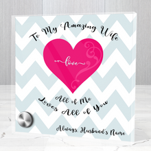 Load image into Gallery viewer, My Amazing Wife - ALL OF ME LOVES ALL OF YOU -- Personalized Glass Message Display &amp; Jewelry Gift Set - Multi Styles. Shipping Included.
