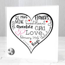 Load image into Gallery viewer, Valentine Word Cloud - Glass Message Display and Choice of Gorgeous Pendant in Multi Styles - Shipping Included
