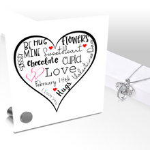 Load image into Gallery viewer, Valentine Word Cloud - Glass Message Display and Choice of Gorgeous Pendant in Multi Styles - Shipping Included
