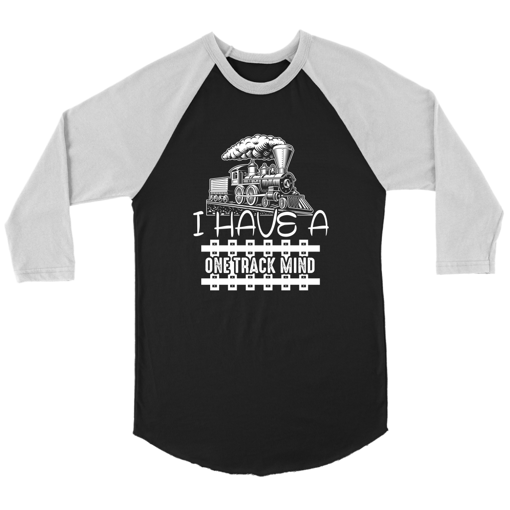 One Track Mind - 3/4 Raglan Sleeve Unisex Shirt, Black, Shipping Included