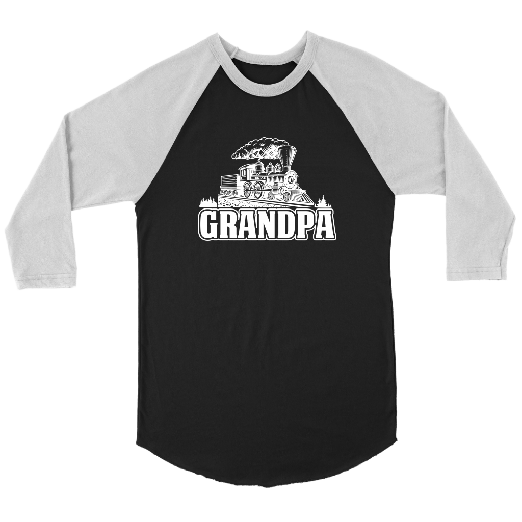 Grandpa Locomotive Train, 3/4 Raglan Sleeve Unisex Shirt, Shipping Included