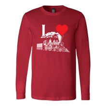 Load image into Gallery viewer, I Love Trains - Unisex Long Sleeve T-Shirt, Multi Colors, Extended Sizes, Shipping Included
