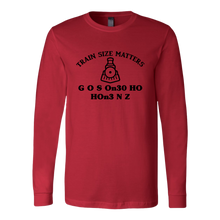 Load image into Gallery viewer, Train Size Matters Unisex Long Sleeve T-Shirt Extended Sizes Available Shipping Included
