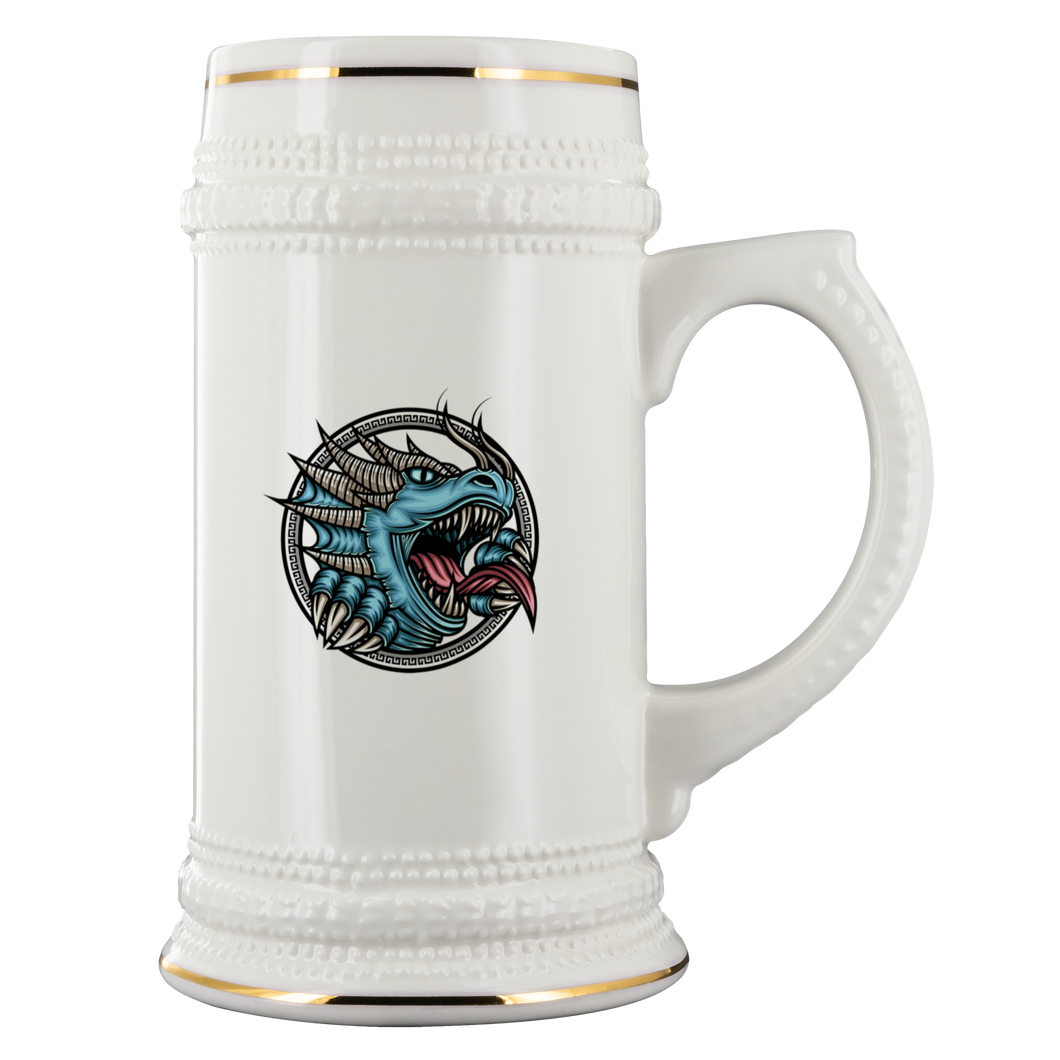 Beer Stein 22oz Ceramic, Multiple Dragon Graphics, Free Shipping