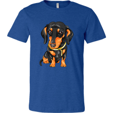 Load image into Gallery viewer, Vector Drawing Black and Tan Doxie, Unisex/Men&#39;s T-Shirt, Multi Colors, Extended Sizes, Free Shipping
