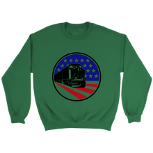 Load image into Gallery viewer, Diesel Locomotive On American Flag Unisex Sweat Shirt Multi Colors Extended Sizes Shipping Included
