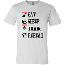 Load image into Gallery viewer, Eat Sleep Train Repeat Mens Unisex T-Shirt, Multiple Colors, Extended Sizes, Shipping Included
