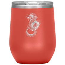 Load image into Gallery viewer, Chinese Art Dragon 12oz Insulated Wine Tumbler, Laser Etched, Multi Colors, Shipping Included
