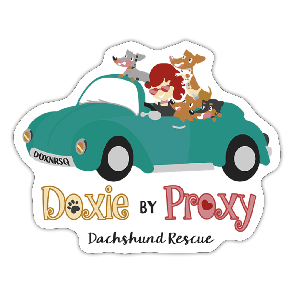 Doxie By Proxy Vinyl Sticker, 4 x 4, Shipping Included - white matte