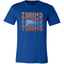 Load image into Gallery viewer, Trains Retro Text, Mens/Unisex T-Shirt, Multiple Colors, Extended Sizes, Shipping Included
