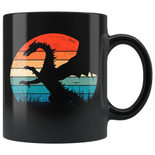 Load image into Gallery viewer, Retro Dragons, Full Length or Profile, 11 oz Ceramic Black Mug, Free Shipping
