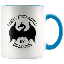 Load image into Gallery viewer, Easily Distracted by Dragons, 11oz Accent Color Mug, Multi-Colors, Shipping Included
