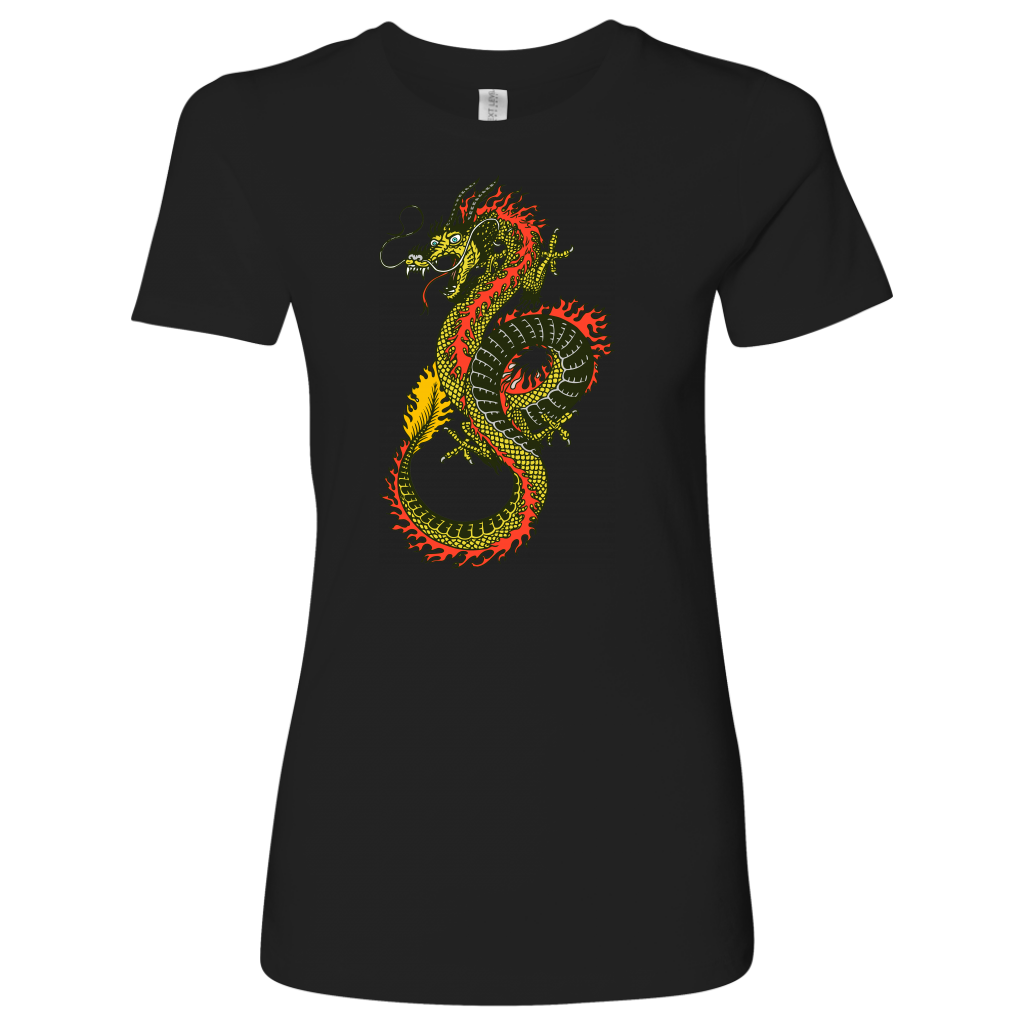 Chinese Art Dragon Women's Boyfriend Crew Shirt, Extended Sizes Available, Shipping Included