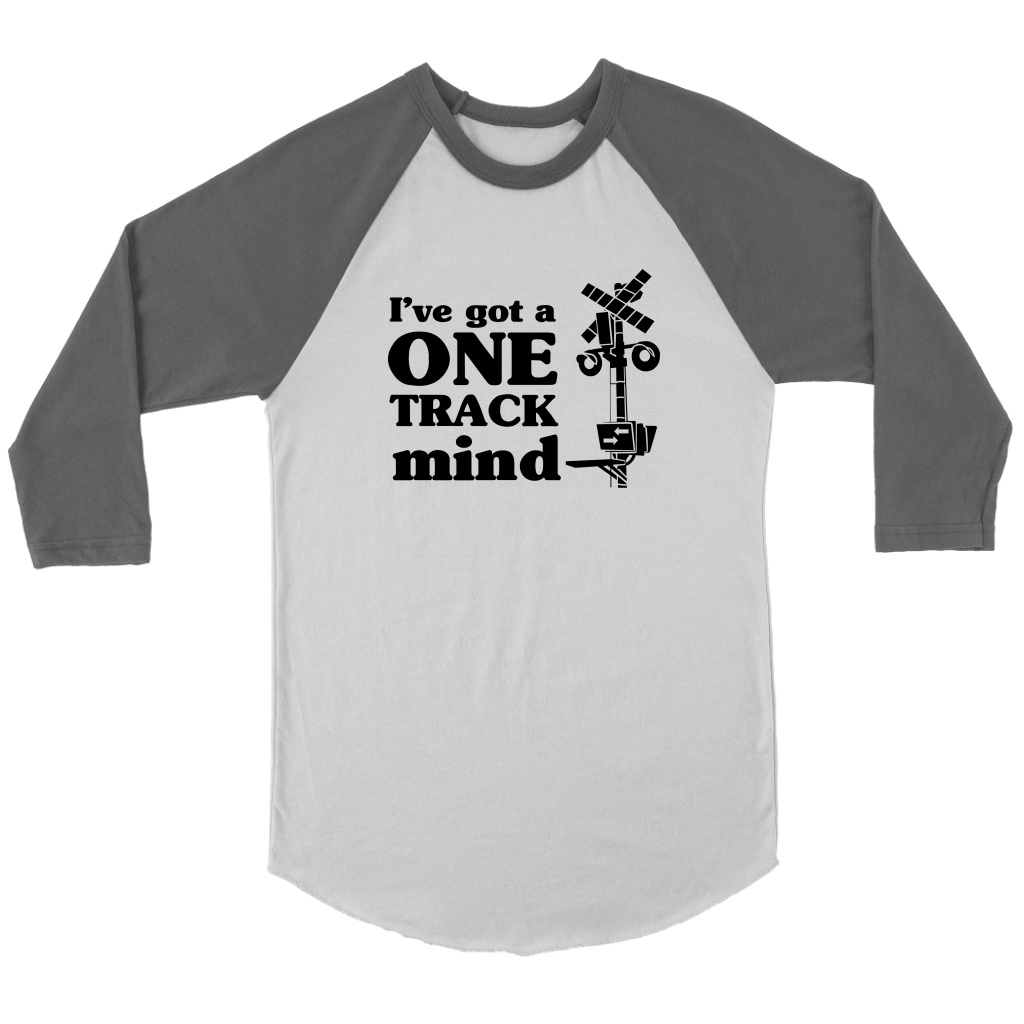 One Track Mind - 3/4 Raglan Sleeve Unisex Shirt, Multiple Colors, Shipping Included