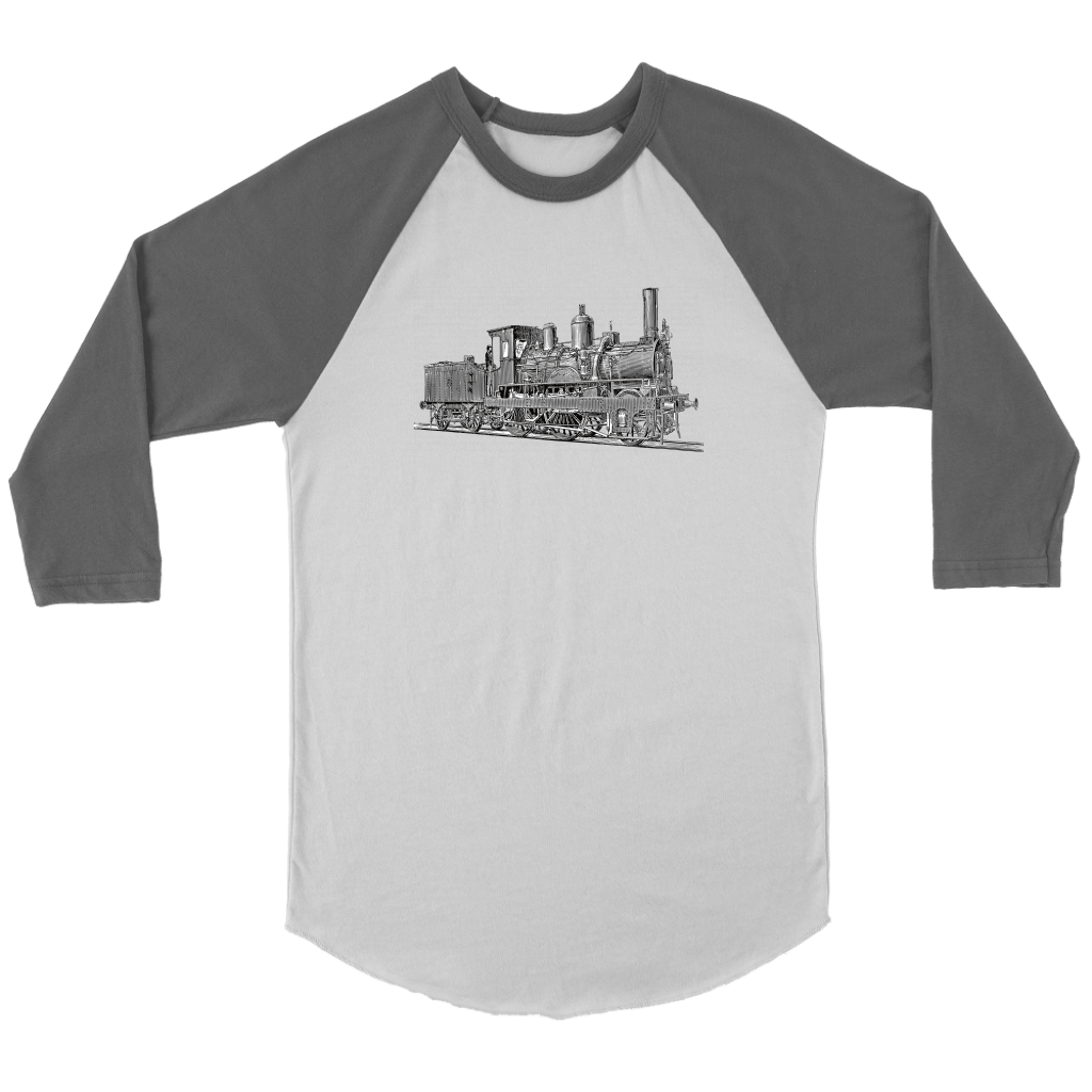 Vintage Locomotive 3/4 Raglan Sleeve Unisex Shirt, Multiple Colors, Shipping Included