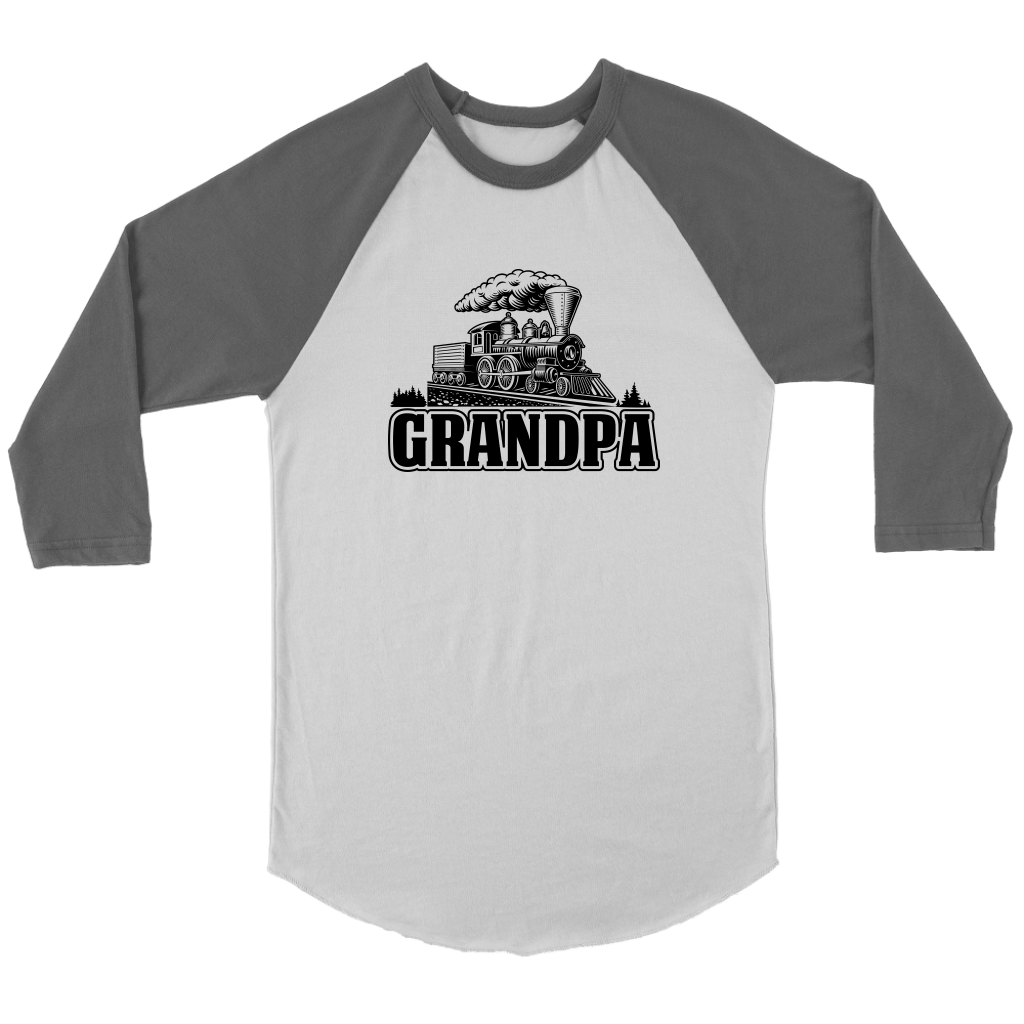 Grandpa Train Locomotive, 3/4 Raglan Sleeve Unisex Shirt, Multiple Colors, Shipping Included