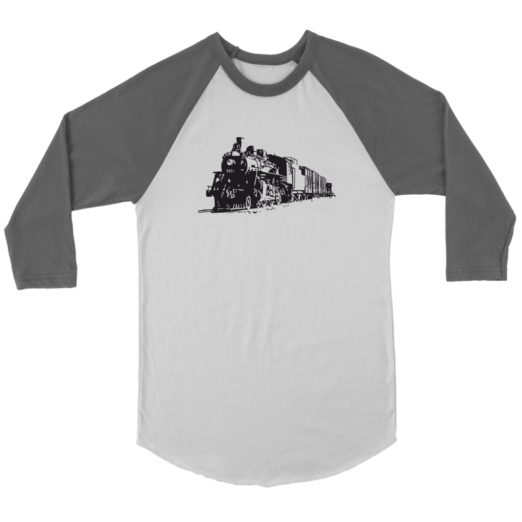 Locomotive Sketch Perspective - 3/4 Raglan Sleeve Unisex Shirt, Multiple Colors, Shipping Included