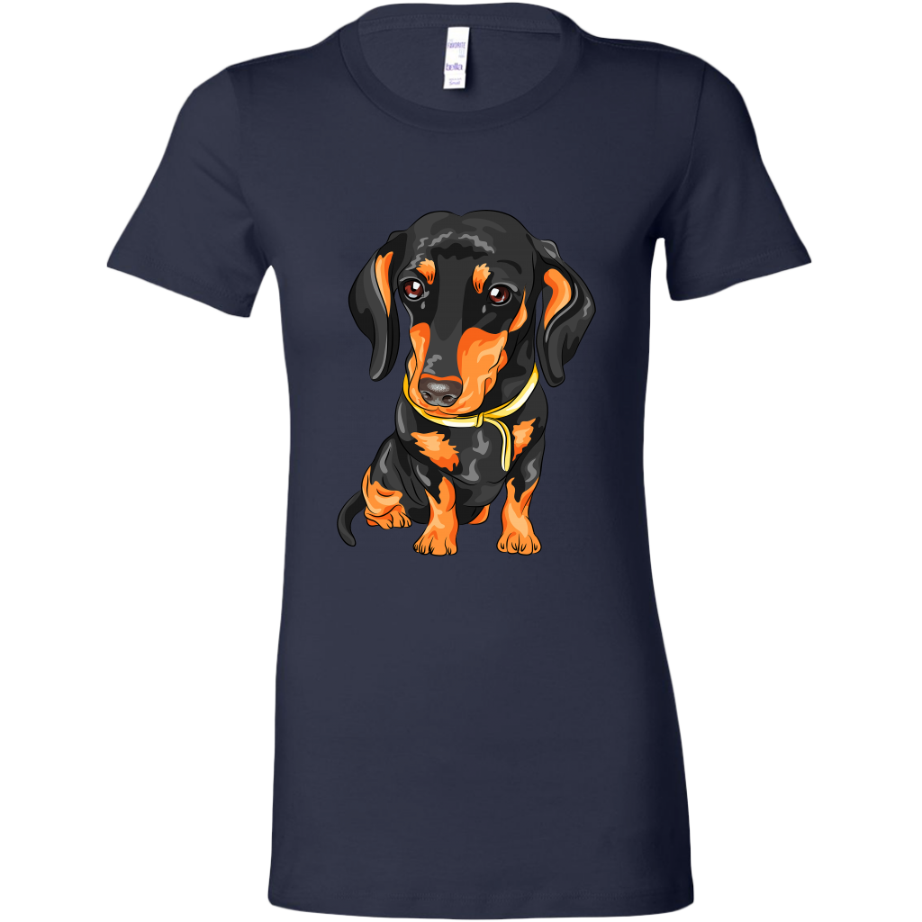 Black & Tan Doxie Vector Rendering Women's T-Shirt, Multi Colors, Extended Sizes, Free Shipping