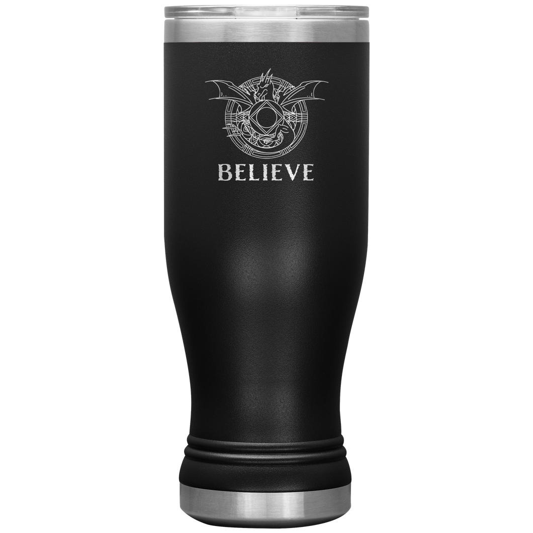 Dragon - BELIEVE, 20 oz Insulated Boho Travel Tumbler, Multi Colors, Shipping Included