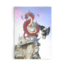 Load image into Gallery viewer, Surreal Dragon &amp; Eagle Graphic Flat Notecard, Available in Multiples, Free Shipping
